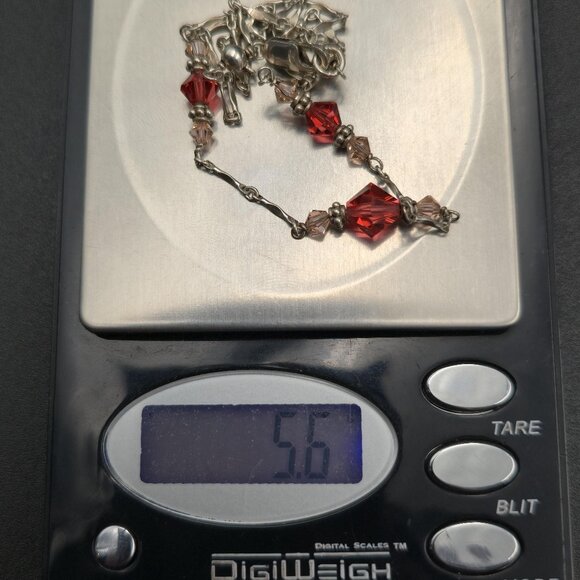 16 Inch Sterling Silver Simple Crystals And Chain Necklace A6407 - Picture 6 of 6